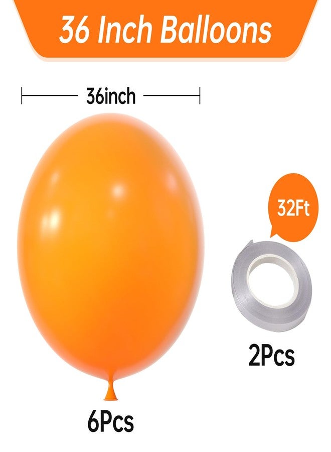 KALOR 36 Inch Giant Orange Balloons, 6 Pack Large Round Orange Latex Balloons for Anniversary, Birthday, Christmas, Wedding, Baby Shower Party Decorations - Image 2